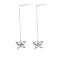 Orecchini a farfalla in argento con cristalli scintillanti e lunghe catene a goccia - Stile Farfalla Strass Argento (F1570-18)