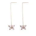 Orecchini a farfalla rosa con catena dorata e dettagli in pietre scintillanti - Stile Filo per Orecchio Lunga Farfalla Rosa Oro (F1570-20)
