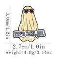 Funny ghost enamel pin with pink sunglasses and IT'S ME, HI text for Halloween style - Cartoon Ghost Style(C2996)