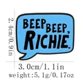 Blue speech bubble enamel pin with Beep Beep Richie quote and metal geometric badge design - Light Blue (C3001)