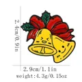 Broche cloches de Noël en émail avec nœud rouge et houx, incluant les dimensions précises - Style Cloches Visage Souriant (C2989-1)