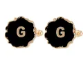 Classic round gold and black cufflinks featuring a stylish letter G emblem design - Initial Letter G (B1588-G)