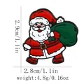 Broche Père Noël classique en émail rouge et vert avec dimensions détaillées - Style Père Noël Portant un Sac (C2989-3)