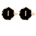 French style gold cufflinks with black enamel and letter I design for men - Initial Letter I (B1588-I)