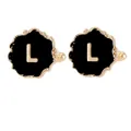 Elegant gold and black cufflink pair with letter L design for men shirts - Initial Letter L (B1588-L)