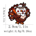 Broche en émail dinde avec bandeau indien et plumes colorées pour la fête de Thanksgiving - Personnage de Dinde (C2993-4)