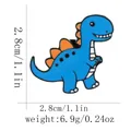 Spilla in smalto a forma di dinosauro celeste con placche arancioni e misura 2,8cm - Blu (C3006-3)