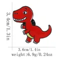 Simpatica spilla in smalto a forma di dinosauro rosso con pancia gialla e chiusura - Rosso (C3006-4)