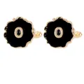 Classic round gold cufflink with black enamel and letter O design for men - Initial Letter O (B1588-O)