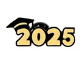 Καρφίτσα αποφοίτησης 2025 με μαύρο καπέλο διδάκτορα σε κίτρινους αριθμούς για μαθητές - C3019