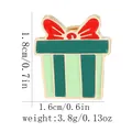 Pin esmaltado de regalo de Navidad con lazo rojo y rayas verdes, de 1,8 cm - Caja de regalo