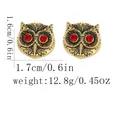 Gold owl cufflinks with red gemstone eyes and precise dimensions 1.6cm by 1.7cm - Antique Gold (B1601)