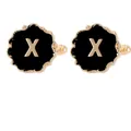Classic round gold and black cufflinks with polished metal letter X design - Initial Letter X (B1588-X)
