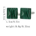 Manschettenknöpfe für Herren mit grün gestreiftem Stein und Silber-Finish - Grüner Malachit Textur Quadratischer Stil (B1610)