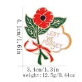 Poppy flower enamel brooch with Lest We Forget ribbon and gold metal accents - Poppy On Cloud Style (C3026-2)