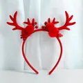 Cute Christmas reindeer antler headband in vibrant red with plush balls and berries - Flocked Large Pom Pom Berry Style (W1202-12)
