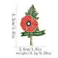 Red Poppy Memorial Brooch with Lest We Forget Ribbon and crystal center, 4.2cm height - Poppy Rhinestone Ribbon Style (C3026-3)