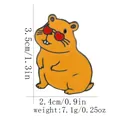 Cute Capybara enamel pin with red heart glasses and precise product measurements - Heart Sunglasses Style (C3029-3)