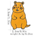 Cute orange Capybara enamel pin for backpacks with 3.3cm size and 6.1g weight specs - Side View Well-behaved Style (C3029-4)