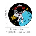 Pin de esmalte de astronauta con luna y estrella, insignia metálica de 3,5 cm de diámetro - Estilo Astronauta Redondo(C3037-1)