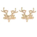 Polished gold deer head cufflinks with detailed antlers for men's formal dress shirts - Gold (B1603-2)