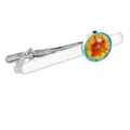 Pince à cravate argentée avec emblème de tournesol coloré pour chemises de business - Pince à Cravate Tournesol Argentée (T1127)
