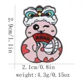 Pink cartoon snake zodiac brooch with lion dance hat and dimensions 2.9cm by 2.1cm - Pink Snake with Lion Head (C3056-6)