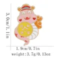 Enamel snake brooch dimensions showing 3.0cm height and 1.9cm width measurements - Pink Character Holding Treasure (C3056-10)