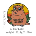 Cute Capybara enamel pin with sunglasses and sunset design, 1.3 inch animal badge - BecauseImCapy Style (C3058-4)