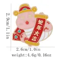 Detailed view showing dimensions of cute pink enamel snake brooch with New Year scroll - Pink Cartoon Holding Scroll (C3056-8)