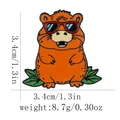 Detailed size and weight view of a cute cartoon capybara enamel pin with sunglasses - Capybara Red Lens Style (C3058-1)