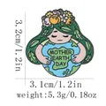Mutter Erde Day Emaille Brosche mit Blumenkrone und Weltkugel Motiv, 3,2 cm Größe - C3053