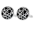 Gemelli da polso argentati con motivo mucca bianco e nero sotto cupola in vetro - Stampa Mucca (B1606-1) / Gemelli / Argento