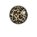 Gemello rotondo con stampa leopardata classica, cornice argentata e cupola in vetro - Cabochon Leopardo (C3009) / Argento