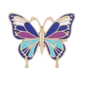Exquisito broche de mariposa en esmalte azul y violeta con baño de metal dorado - Estilo Azul y Púrpura (C3043-1)