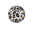 Gemelli rotondi con stampa leopardata gialla e nera e montatura in metallo argentato - Cabochon Leopardo (C3010) / Oro