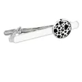 Fermacravatta argento con inserto rotondo a fantasia mucca bianca e nera - Fermacravatta Mucca (T1126) / Argento