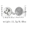Gemelos plateados con grabado I Love PaPa y huella dactilar para camisas de hombre - Estilo de Corazón y Huella (B1612)