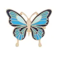 Broche de mariposa en esmalte azul con marco de metal dorado para bolsos y ropa - Estilo Azul (C3043-2)