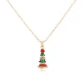 Gouden kerstboom hanger ketting met groen emaille en rode strass steentjes - Gouden Kerstboom Stijl (A3323-2) / Goud