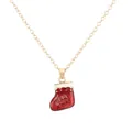 Gouden kerstketting met rode emaille kerstsok hanger en Merry Xmas tekst voor vrouwen - Gouden Kerstsok Stijl (A3323-4) / Goud