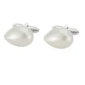 Gemelos plateados con perlas de lágrima y cristales para camisas de vestir de hombre - Estilo Gota de Agua (B1609-3)