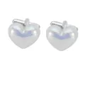 Boutons de manchette en argent pour hommes avec cœur en résine blanc irisé - Style Coeur Iridescent (B1609-6)
