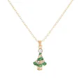Collana dorata con ciondolo albero di Natale in smalto verde e strass brillanti incastonati - Stile Albero Dorato con Strass Bianchi (A3323-10)