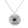 Silver stainless steel Class of 2025 graduation necklace with mortarboard charm - Cap and Glasses Pattern Necklace (GA1042-1)