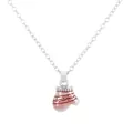 Collana con ciondolo a guanto rosa e rosso, finitura in metallo argentato e stile natalizio - Stile Muffola Rosa Argentato (A3323-11)
