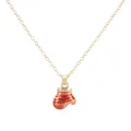 Collana natalizia con catena dorata e ciondolo a guanto in smalto rosso gioielli - Stile Muffola Rosso Dorato (A3323-12)