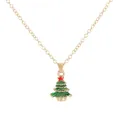 Collana dorata con ciondolo albero di Natale in smalto verde e stella rossa decor - Stile Albero Dorato con Stella (A3323-13)