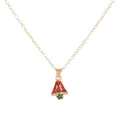 Collana di Natale dorata con ciondolo a campana rossa e stella verde - Stile Campana Rossa con Stella (A3323-14)