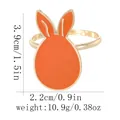 Easter rabbit napkin ring in orange enamel and gold finish with size measurements - Orange Bunny (Z1348-1)